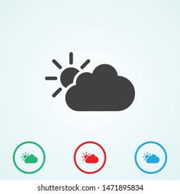 The sun behind the cloud icon .Wheather line. Vector