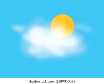 Sun Behind Cloud illustration, realistic white cloud