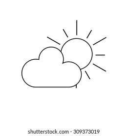 Sun behind the cloud - line art symbol