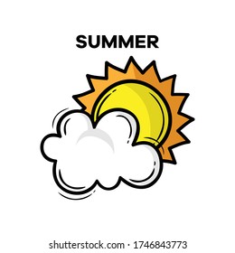 the sun behind the cloud logo vector illustration