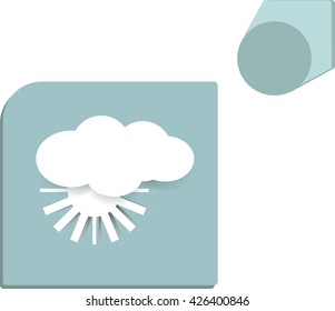 Sun behind cloud with place for temperature, vector icon