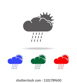 sun behind the cloud with rain icon. Elements of weather in multi colored icons. Premium quality graphic design icon. Simple icon for websites, web design, mobile app on white background
