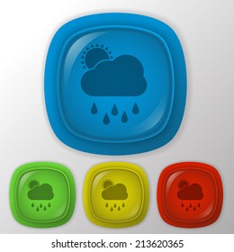the sun behind the cloud with rain. the weather icon