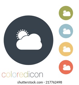 the sun behind the cloud with rain. the weather icon