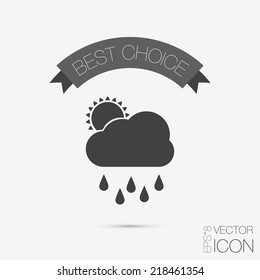 the sun behind the cloud with rain. the weather icon