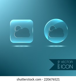 the sun behind the cloud with rain. the weather icon