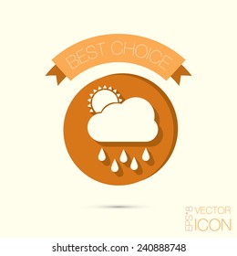 the sun behind the cloud with rain. the weather icon