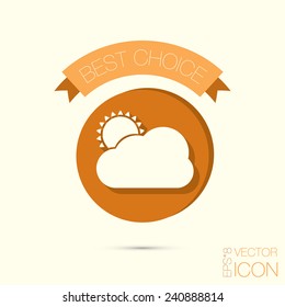 the sun behind the cloud with rain. the weather icon