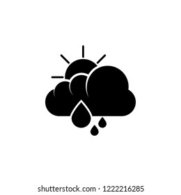 The sun behind the cloud and raindrops icon. Element of weather. Premium quality graphic design icon. Signs and symbols collection icon for websites, web design, mobile app on white background