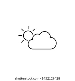 the sun behind the cloud thin line icon on white background. simple flat vector cloudy weather symbol. eps 10