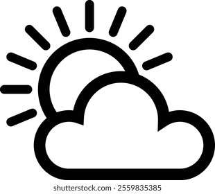 Sun Behind the Cloud Vector illustration icon black