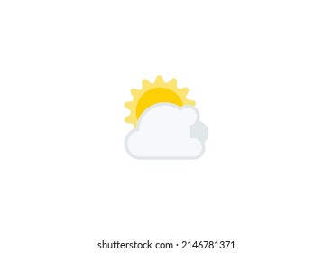 Sun Behind Cloud Vector Isolated Emoticon.