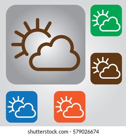 the sun behind the cloud. the weather icon.
