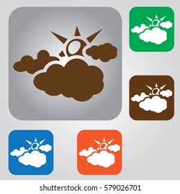 the sun behind the cloud. the weather icon. 