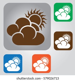 the sun behind the cloud. the weather icon. 