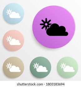 the sun behind the clouds badge color set. Simple glyph, flat vector of web icons for ui and ux, website or mobile application