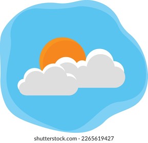 Sun behind the clouds in bright Blue sky.