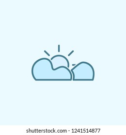 the sun behind the clouds field outline icon. Element of 2 color simple icon. Thin line icon for website design and development, app development. Premium icon