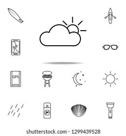 the sun behind the clouds icon. Camping icons universal set for web and mobile