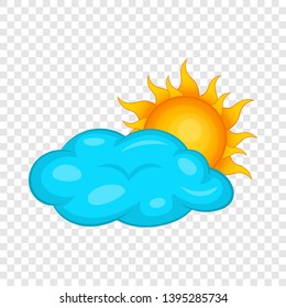 Sun behind clouds icon. Cartoon illustration of sun behind clouds vector icon for web design