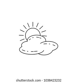 the sun behind the clouds icon. Element of camping and outdoor recreation for mobile concept and web apps. Thin line icon for website design and development, app development on white background