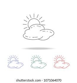 the sun behind the clouds icon. Elements of camping multi colored icons. Premium quality graphic design icon. Simple icon for websites, web design mobile app, info graphics on white background