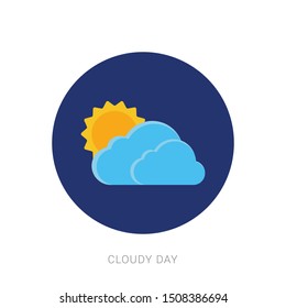 Sun behind clouds icon. Flat illustration of sun behind clouds vector icon for web
