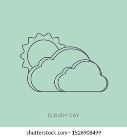 Sun behind clouds icon. Flat illustration of sun behind clouds vector icon for web