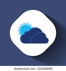 Sun behind clouds icon. Flat illustration of sun behind clouds vector icon for web