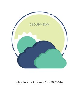 Sun behind clouds icon. Flat illustration of sun behind clouds vector icon for web