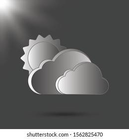 Sun behind clouds icon. Flat illustration of sun behind clouds vector icon for web
