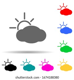 the sun behind the clouds multi color style icon. Simple thin line, outline vector of web icons for ui and ux, website or mobile application