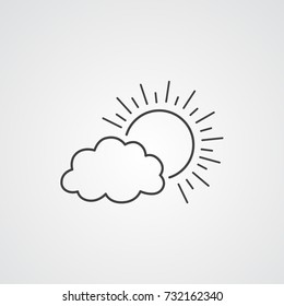 Sun Behind Clouds Thin Line Icon
