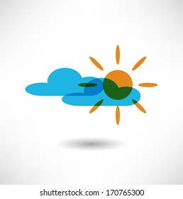 Sun behind the clouds, vector