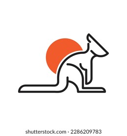the sun behind the kangaroo logo vector