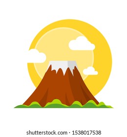 
The sun behind the mountain vector.