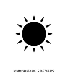 Sun big size icone. Simple design. Black color. Vector illustration.