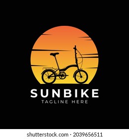 Sun bike logo design vector illustration