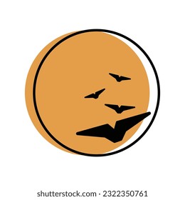sun with bird icon on white background. Vector illustration. Eps 10.