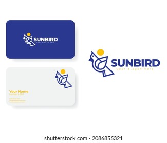 Sun Bird Logo with Business Card Template svg