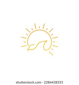 Sun bird Logo Design Template. Birds fly over the sun. Creative Vector Icon Design Concept.