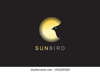 Sun Bird Wild Logo Silhouette. Flat Vector Icon Design Template Elements.