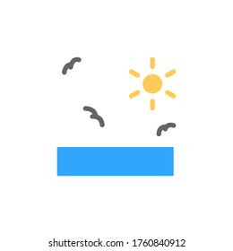 Sun, birds, ocean icon. Simple color vector elements of saving marine icons for ui and ux, website or mobile application