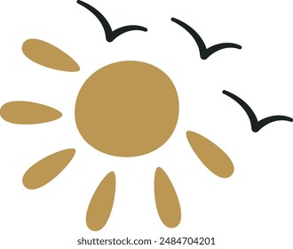 Sun And Birds Pattern Vector Illustration