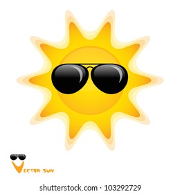 sun with black glasses art vector illustration