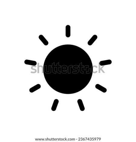 Sun black glyph ui icon. Brightness. Photo editor. Simple filled line element. User interface design. Silhouette symbol on white space. Solid pictogram for web, mobile. Isolated vector illustration