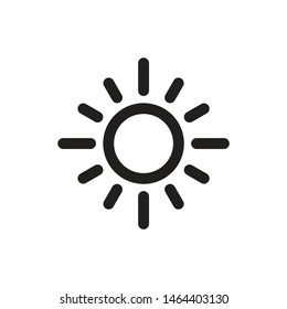 Sun black icon design. Summer graphic sign. Line art. Vector illustration. 