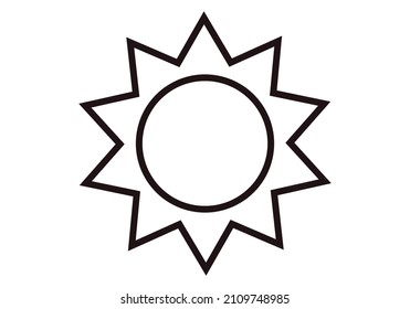 Sun black icon on white background.