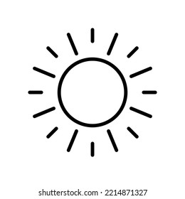 Sun black icon. Simple vector stylized glyph isolated on white background. Best for mobile apps and web design.