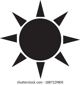 Sun black on a white background as an icon symbol and vector graphic.